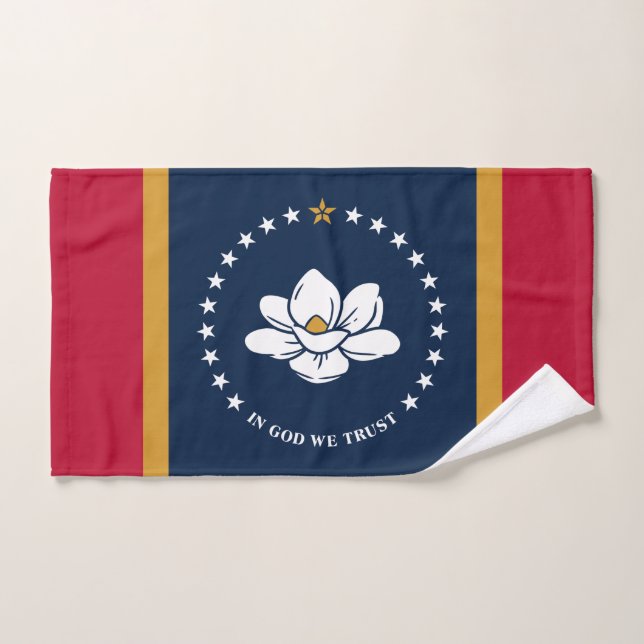 Toalla de mano con la bandera de Mississippi, EE.  (Toalla de mano)