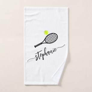 Toalla de mano con nombre de guión de tenis person