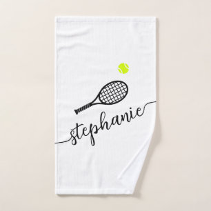 Toalla de mano con nombre de guión de tenis person