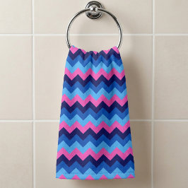 Toalla de mano con patrón de chevron rosa azul fre
