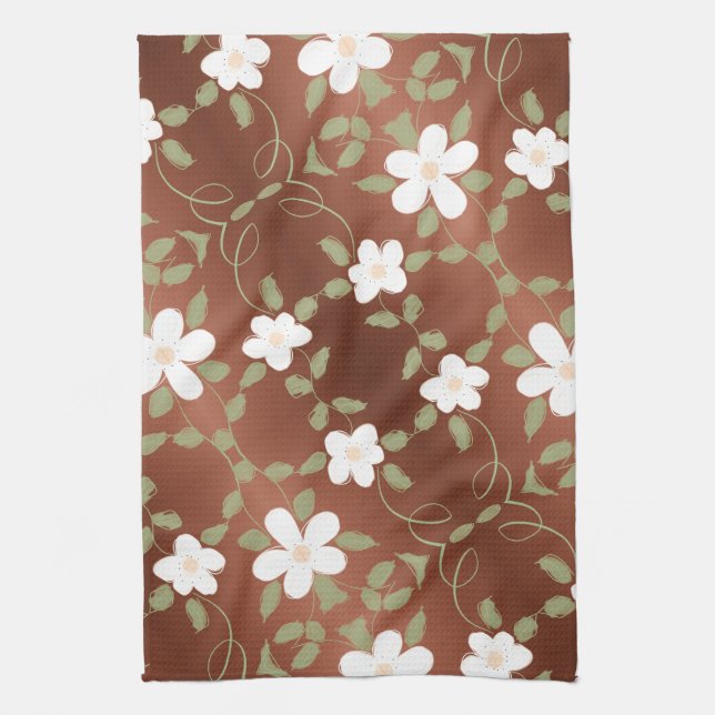 Toalla De Mano Con Un Elegante Diseño Floral (Vertical)