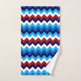 Toalla de mano Cute Rojo Azul Chevrons