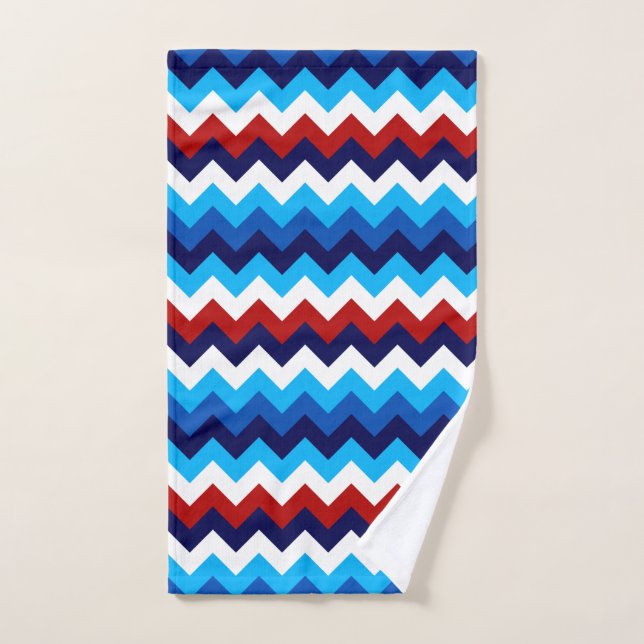 Toalla de mano Cute Rojo Azul Chevrons (Toalla de mano)