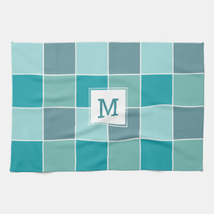 Toalla de mano de Aqua Tiles personalizado monogra