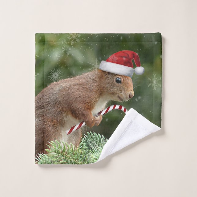 Toalla de mano de ardilla para Navidades (Toallita)