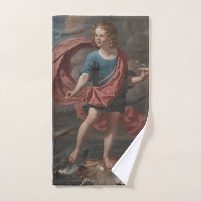 Toalla de mano de arte "Boy Blowing Soap Bubbles" (Toalla de mano)