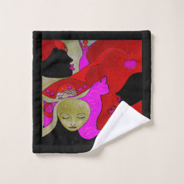 Toalla de mano de arte o tela de lavar en rojo y n