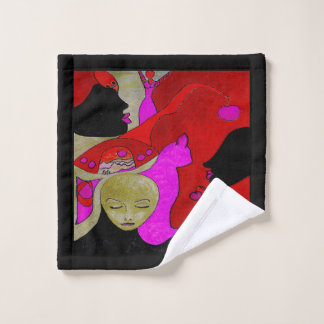 Toalla de mano de arte o tela de lavar en rojo y n