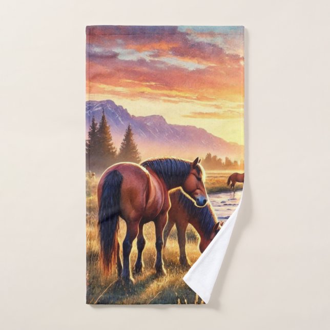 Toalla de mano de caballos salvajes occidentales a (Toalla de mano)
