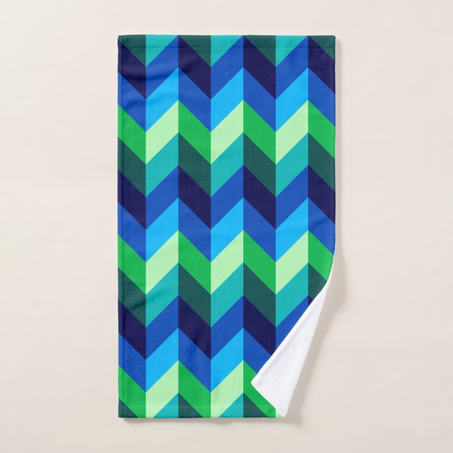 Toalla De Mano De Chevrons De Ombre Verde Azul (Toalla de mano)