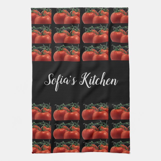 Toalla de mano de cocina con patrón de tomate mono (Vertical)