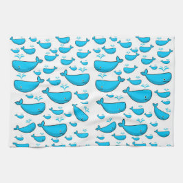 toalla de mano de cocina de ballena azul