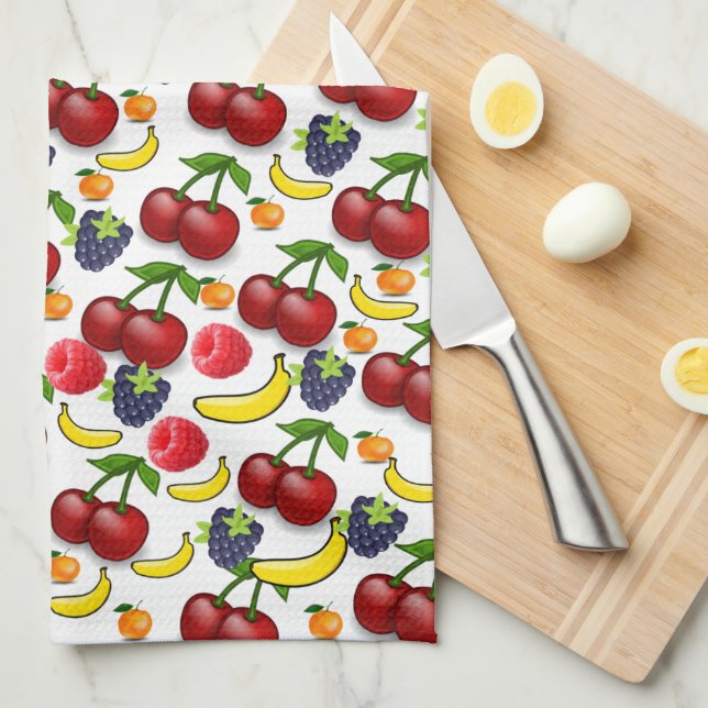 Toalla de mano de cocina de fruta (Doblado Cuarto)