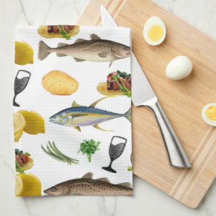Toalla de mano de cocina de pescado