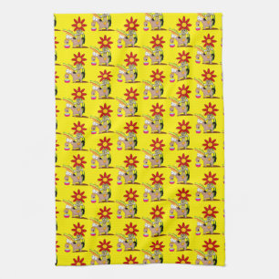 Toalla de mano de cocina floral de perro de burro
