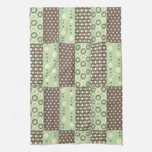Toalla de mano de cocina verde marrón (Vertical)