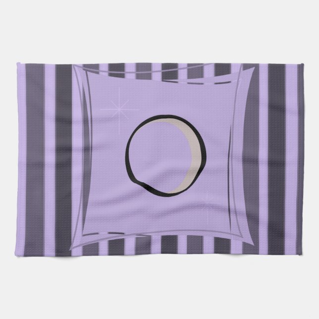 toalla de mano de cocina violeta despojada (Horizontal)