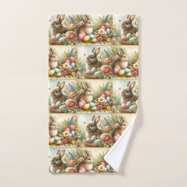 Toalla de mano de conejo de Pascua para el baño (Toalla de mano)