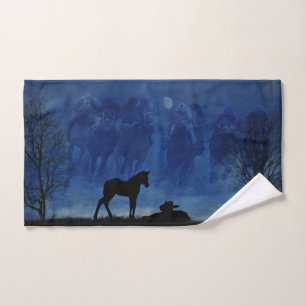 Toalla de mano de dos toros de caballo de carreras