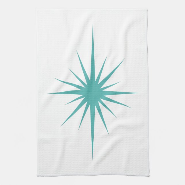Toalla de mano de estrella atómica azul turquesa d (Vertical)