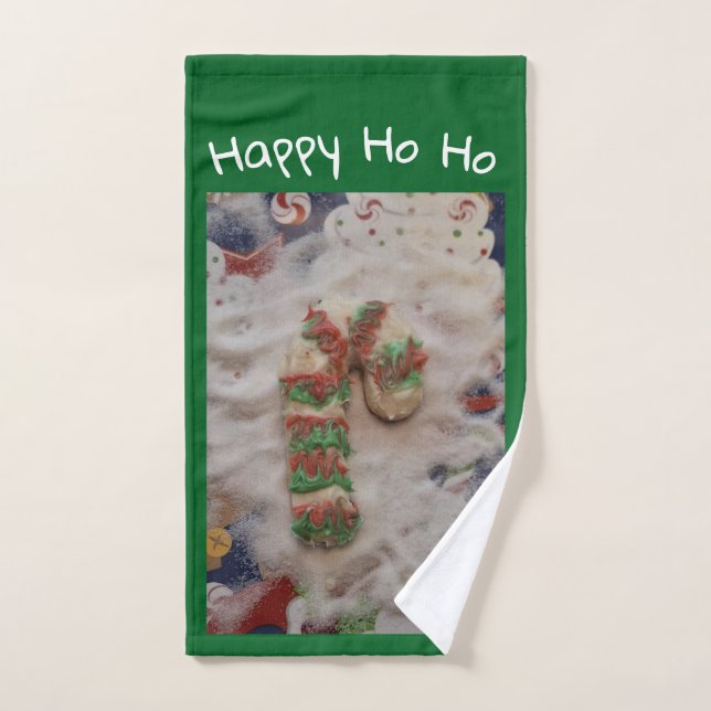 Toalla de mano de galleta feliz HO HO (Toalla de mano)