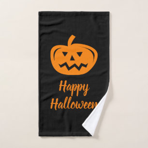 Toalla de mano de Halloween negra y naranja