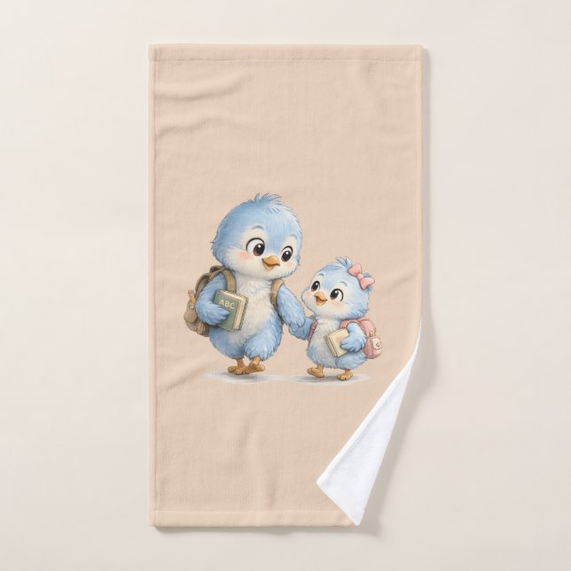 Toalla de mano de hermanos de pajaritos azules lin (Toalla de mano)