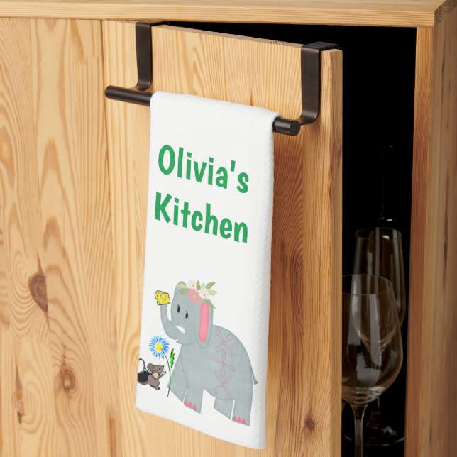 Toalla de mano de la cocina del ratón del elefante (Pliegue de tercios)