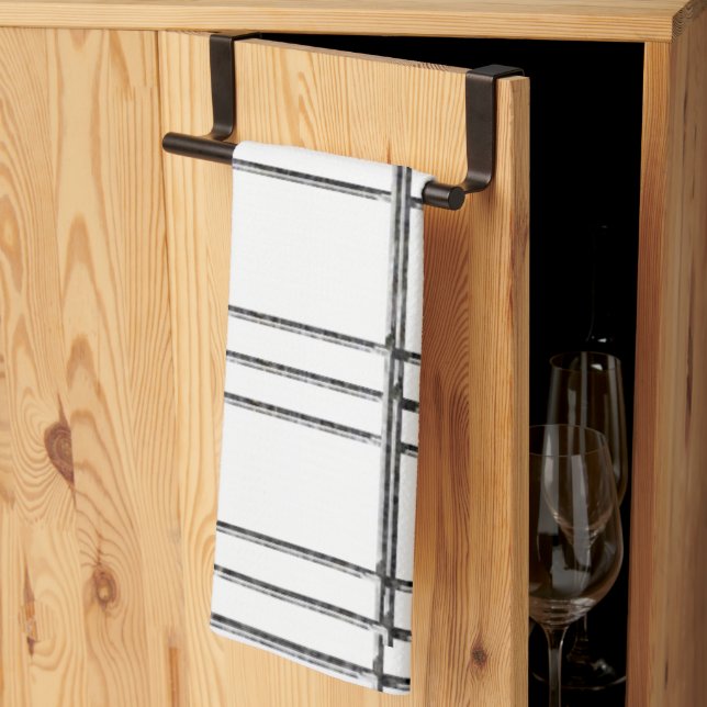 Toalla de mano de la cocina en franja blanca y neg (Pliegue de tercios)