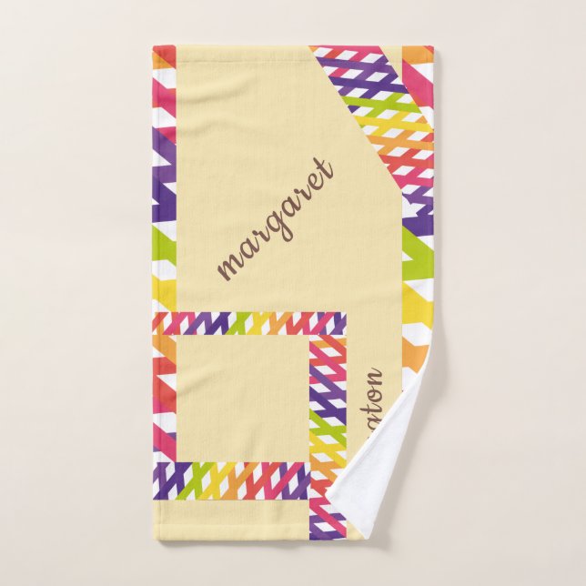 Toalla de mano de líneas multicolores personalizad (Toalla de mano)