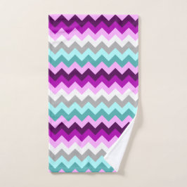 Toalla de mano de los Chevrons Verde azulados mora