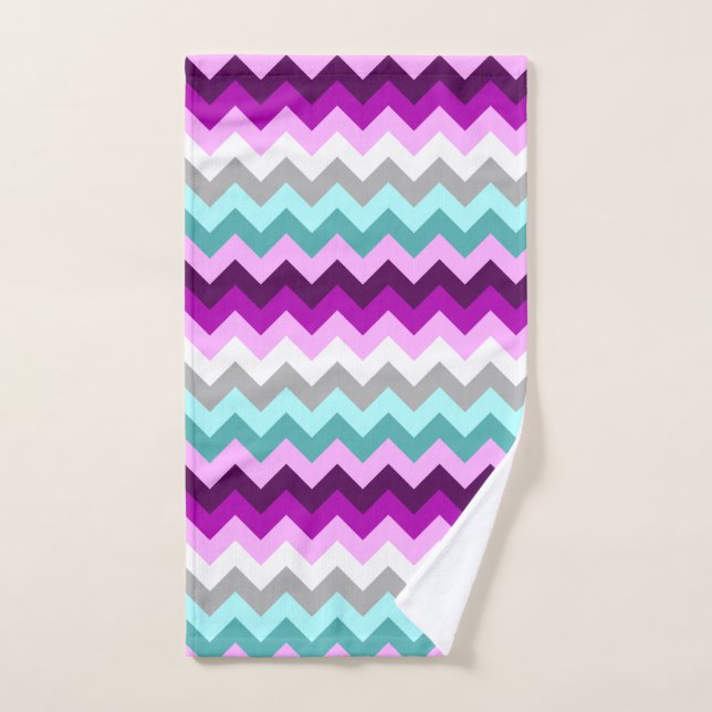 Toalla de mano de los Chevrons Verde azulados mora (Toalla de mano)