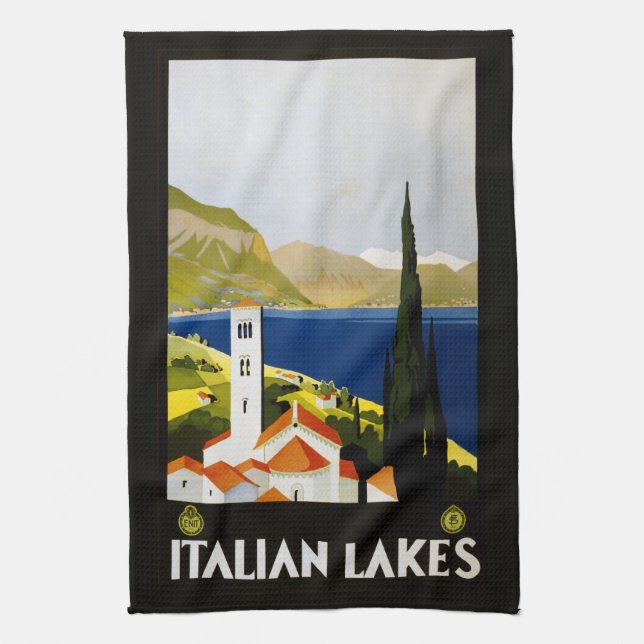 Toalla de mano de los lagos italianos de época (Vertical)