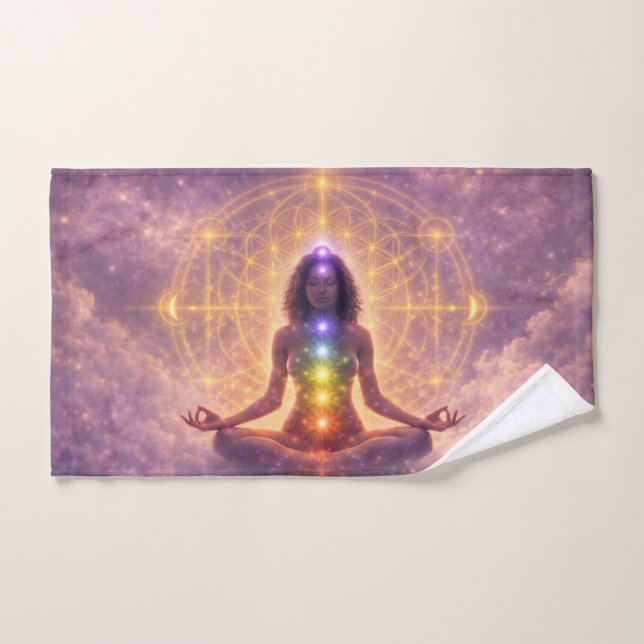 Toalla de mano de meditación Chakra Arte Espiritua (Toalla de mano)
