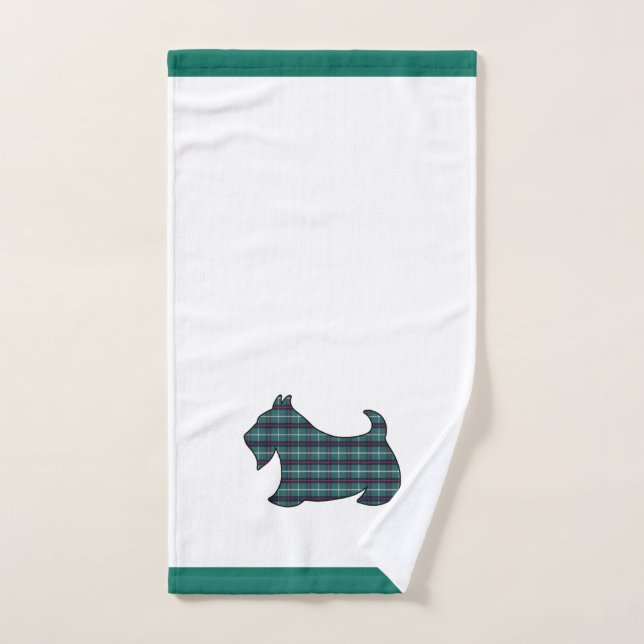 Toalla de mano de Navidad Terrier Escocés Verde (Toalla de mano)