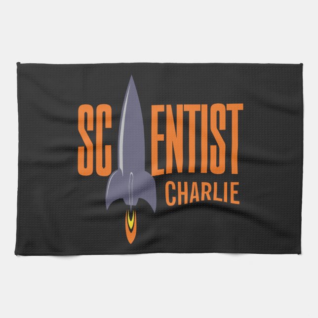 Toalla de mano de nombre personalizada de Rocket S (Horizontal)