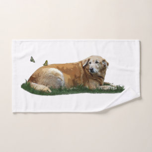 Toalla de mano de perro de raza mixta de labrador