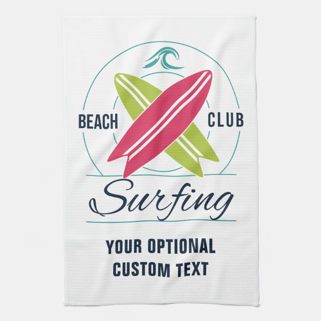 Toalla de mano de personalizado Text Beach Club (Vertical)