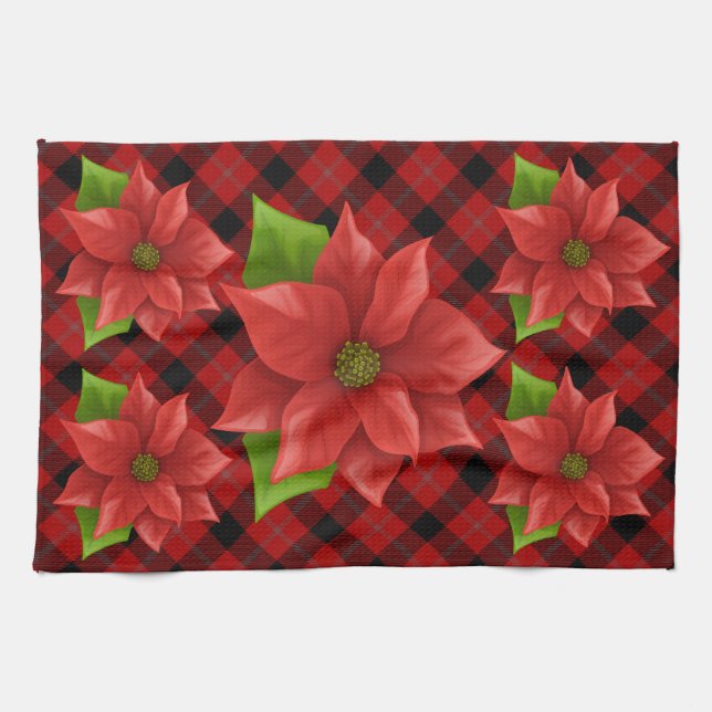 Toalla de mano de Poinsettia navidades (Horizontal)
