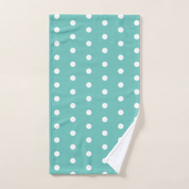 Toalla de mano de punto de polka (Aqua & White)