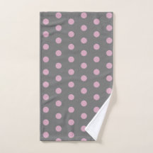 Toalla de mano de punto de polka (gris oscuro y ro