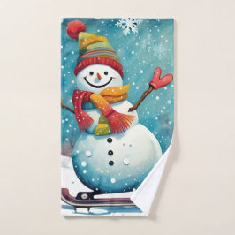 Toalla de mano de Snowman Snowboard