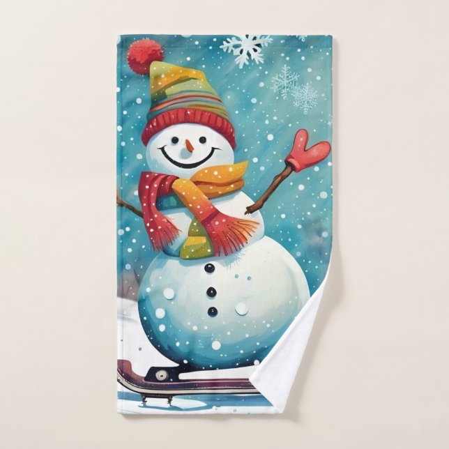 Toalla de mano de Snowman Snowboard (Toalla de mano)