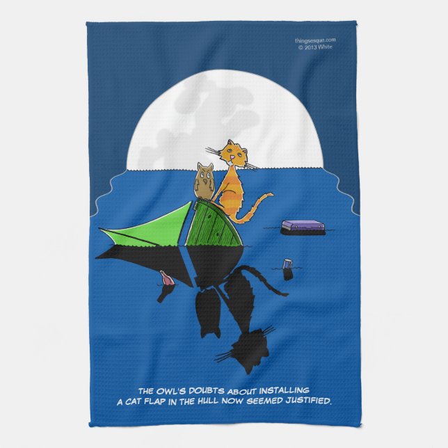 Toalla de mano del búho y del minino (Vertical)