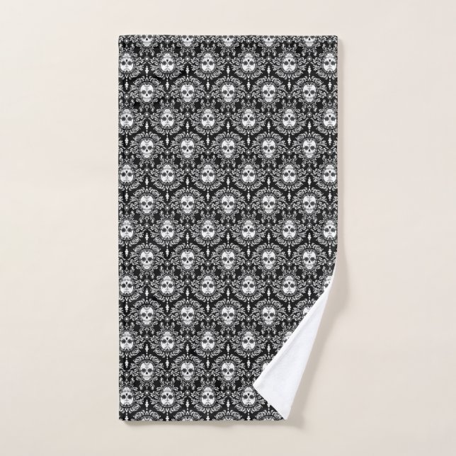 Toalla de mano del cráneo del azúcar negro y (Toalla de mano)