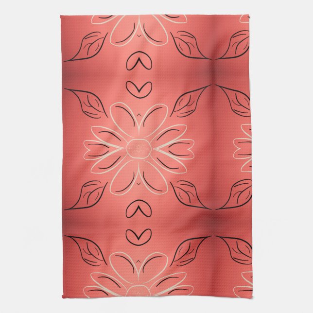 Toalla de mano elegante con coral oxidado (Vertical)