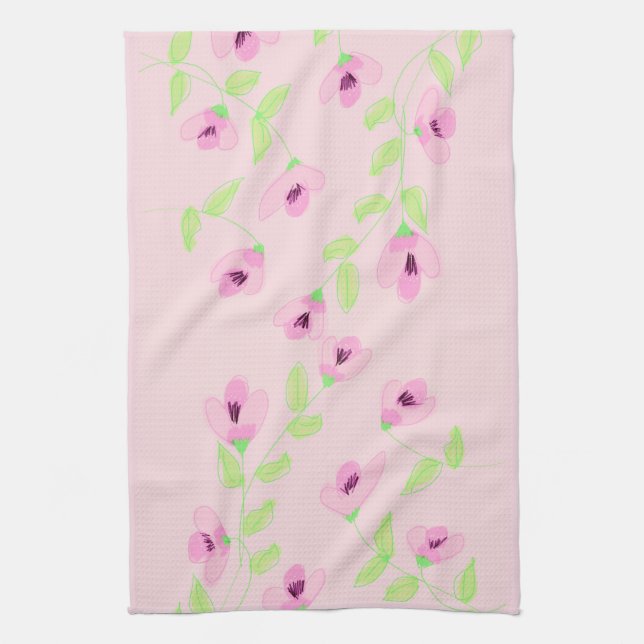 Toalla de mano elegante con estampado floral rosa (Vertical)