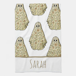 Toalla de mano floral de Halloween vintage fantasm