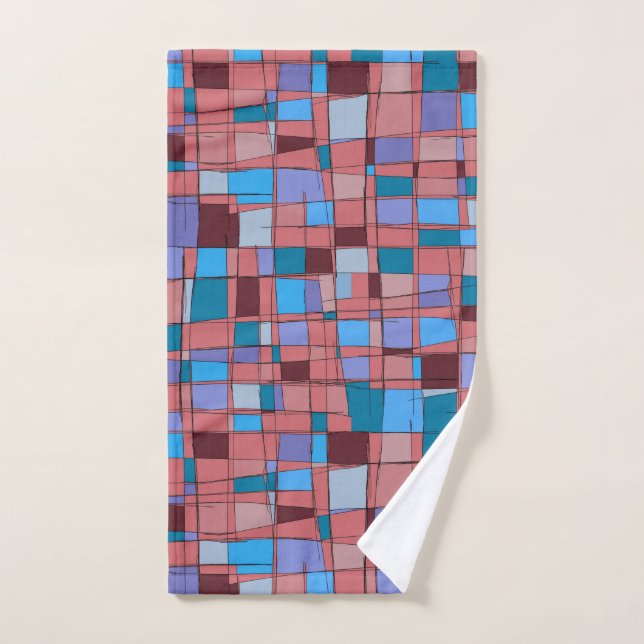 Toalla de mano geométrica MCM - Berry & Teal (Toalla de mano)