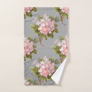 Toalla de mano gris del Hydrangea rosado del